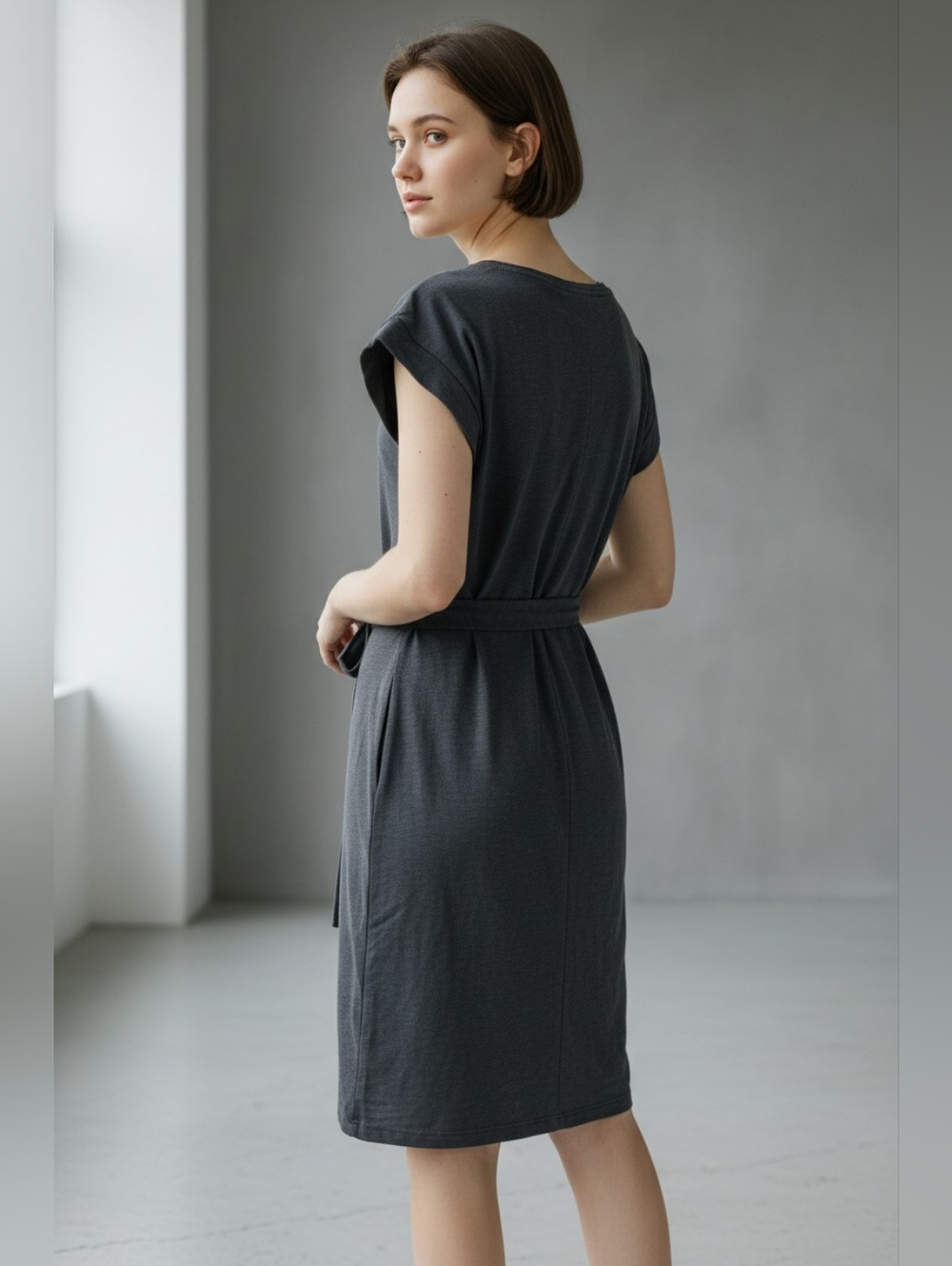 J. Crew Black Slub Cotton Cap Sleeve Tie Back Casual Dress Women's Size Small
